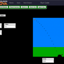 Screen shot from model showing projectile motion